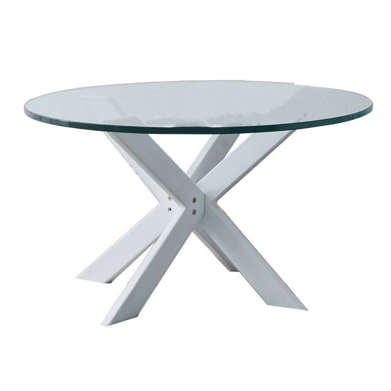 HH-A49  Modern X Base Wood and Glass Dining Table in Black